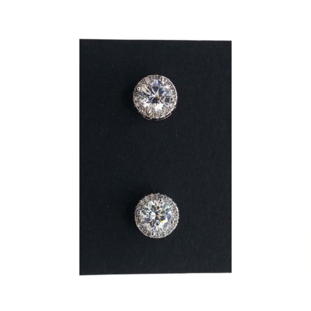 Moissanite Halo Pave Stud Earrings 2CT Round VVS1 Unisex Sterling Silver 18K NEW